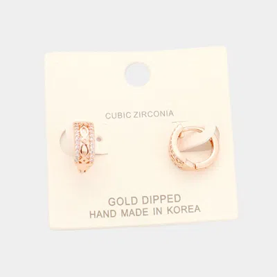 Fashnzfab Gold Dipped Cubic Zirconia Huggie Earrings