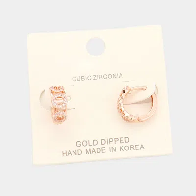 Fashnzfab Gold Dipped Cubic Zirconia Multi Round Huggie Earrings