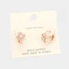 Fashnzfab Gold Dipped Cubic Zirconia Quatrefoil Huggie Earrings - Clear, Rose Gold In Multi