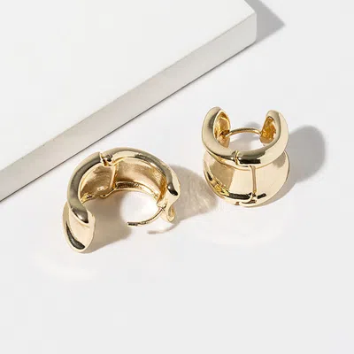 Fashnzfab Gold Dipped Curved Huggie Hoop Earrings