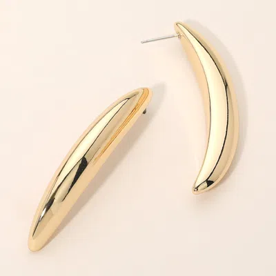 Fashnzfab Gold Dipped Curved Minimalist Bar Statement Earrings Gold