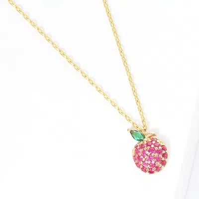 Fashnzfab Gold Dipped Cz Apple Pendant Necklace In Multi
