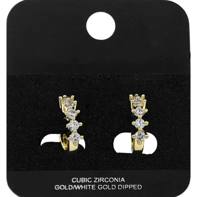 Fashnzfab Gold Dipped Cz Cluster Around Mini Open Hoop Earrings Gold