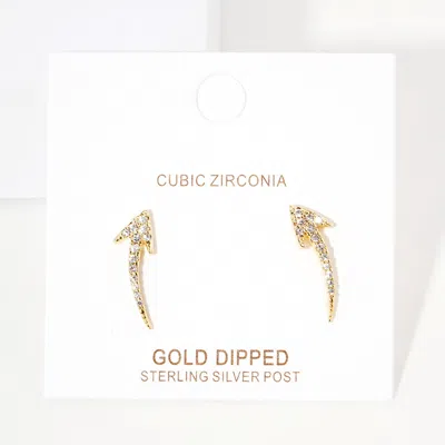 Fashnzfab Gold Dipped Cz Embellished Arrow Ear Crawlers - Gold