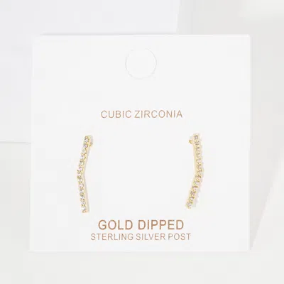 Fashnzfab Gold Dipped Cz Embellished Climber Earrings - Gold