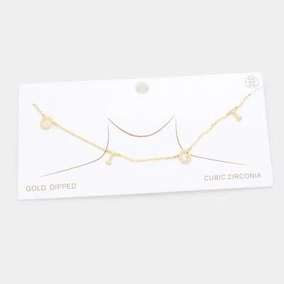 Fashnzfab Gold Dipped Cz Gigi Message Pendant Necklace