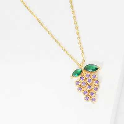 Fashnzfab Gold Dipped Cz Grape Pendant Necklace