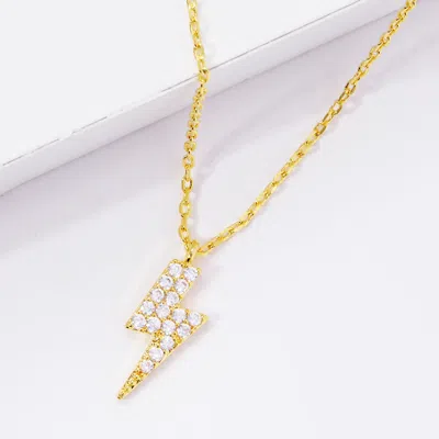 Fashnzfab Gold Dipped Cz Lightning Pendant Necklace