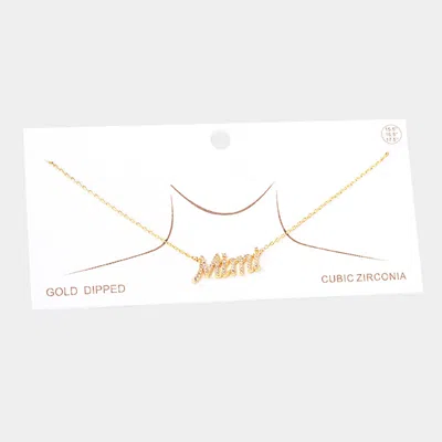 Fashnzfab Gold Dipped Cz Mimi Message Pendant Necklace