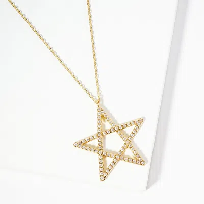 Fashnzfab Gold Dipped Cz Pave Star Pendant Necklace
