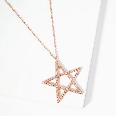 Fashnzfab Gold Dipped Cz Pave Star Pendant Necklace