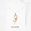 Fashnzfab Gold Dipped Cz Snake Pendant Necklace In Brown