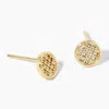 Fashnzfab Gold Dipped Cz Stone Accent Round Mini Stud Earrings In Multi