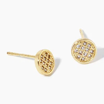 Fashnzfab Gold Dipped Cz Stone Accent Round Mini Stud Earrings In Multi