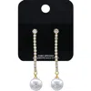 Fashnzfab Gold Dipped Cz Stone Cluster Drop Pearl Tip Earrings - Gold In Gold