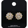 Fashnzfab Gold Dipped Cz Stone Cluster Stud Earrings In Multi