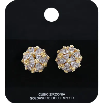 Fashnzfab Gold Dipped Cz Stone Cluster Stud Earrings In Multi