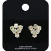 Fashnzfab Gold Dipped Cz Stone Cluster Stud Earrings In Multi