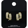 Fashnzfab Gold Dipped Cz Stone Double Row Mini Half Hoop Earrings In Gold