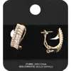 Fashnzfab Gold Dipped Cz Stone Embellished Mini Half Hoop Earrings In Gold