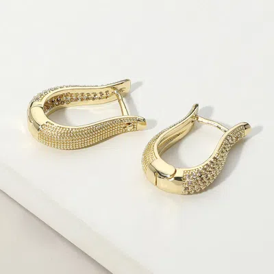 Fashnzfab Gold Dipped Cz Stone Paved Huggie Hoop Earrings In Silver