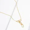 Fashnzfab Gold Dipped Cz Stone Paved Link Pendant Necklace In Gold