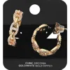 Fashnzfab Gold Dipped Cz Stone Paved Mariner Link Hoop Earrings In Gold