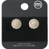 Fashnzfab Gold Dipped Cz Stone Paved Petit Round Stud Earrings - Gold In Gold