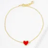 Fashnzfab Gold Dipped Cz Stone Paved Rim Heart Charm Pointed Bracelet Gold, Red In Multi