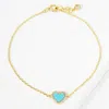 Fashnzfab Gold Dipped Cz Stone Paved Rim Heart Charm Pointed Bracelet Gold, Turquoise In Multi