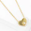 Fashnzfab Gold Dipped Cz Stone Pointed Heart Pendant Necklace In Gold