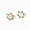 Fashnzfab Gold Dipped Cz Stone Pointed Star Of David Stud Earrings In Multi