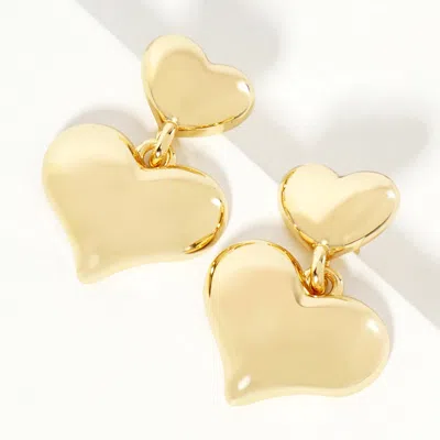 Fashnzfab Gold Dipped Double Heart Link Earrings