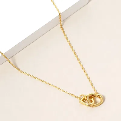 Fashnzfab Gold Dipped Double Heart Link Pendant Necklace