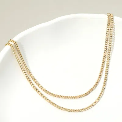 Fashnzfab Gold Dipped Double Layer Classic Curb Chain Necklace