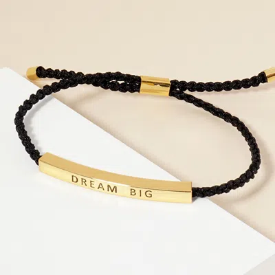 Fashnzfab Gold Dipped Dream Big Message Bar Pointed Rope Adjustable Cinch Pull Tie Bracelet Gold