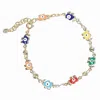 Fashnzfab Gold Dipped Elephant Evil Eye Bead Link Bracelet In Multi