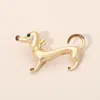 Fashnzfab Gold Dipped Enamel Dachshund Dog Pin Brooch In Gold