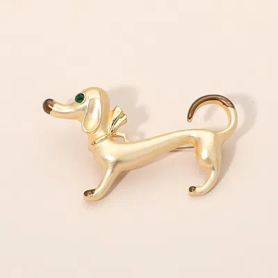 Fashnzfab Gold Dipped Enamel Dachshund Dog Pin Brooch