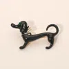 Fashnzfab Gold Dipped Enamel Dachshund Dog Pin Brooch In Black