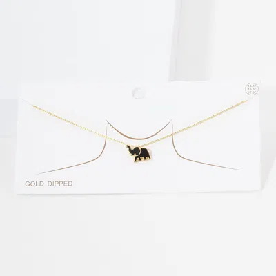 Fashnzfab Gold Dipped Enamel Elephant Pendant Necklace