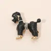 Fashnzfab Gold Dipped Enamel Poodle Dog Pin Brooch In Black