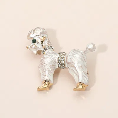 Fashnzfab Gold Dipped Enamel Poodle Dog Pin Brooch In Silver
