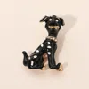 Fashnzfab Gold Dipped Enamel Spotted Dog Pin Brooch In Black