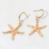 Fashnzfab Gold Dipped Enamel Starfish Dangle Earrings In Gold
