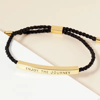Fashnzfab Gold Dipped Enjoy The Journey Message Bar Pointed Rope Adjustable Cinch Pull Tie Bracelet Gold