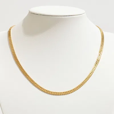 Fashnzfab Gold Dipped Flat Herringbone Chain Necklace