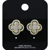 Fashnzfab Gold Dipped Floral Cz Stone Stud Earrings In Multi