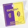 Fashnzfab Gold Dipped Gameday Football Stud Earrings - Purple, Yellow In Multi