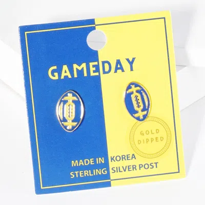 Fashnzfab Gold Dipped Gameday Football Stud Earrings In Blue